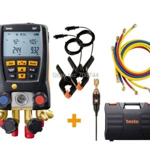 Testo 557 Digital Manifold Gauge 4-way Clamp Temperature Probes,Case,External Vacuum Pirani Gauge Bluetooth 0563 2557 with Hoses