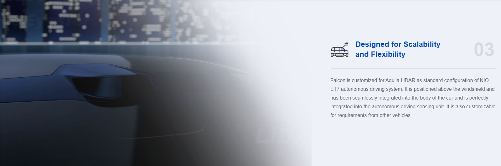 INNOVUSION Falcon LiDAR sensor Standard configuration of auto